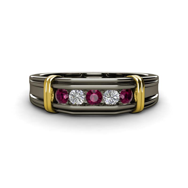 Kevin 0.55 ctw Rhodolite Garnet and Natural Diamond Men Wedding Band (7.80 mm) 