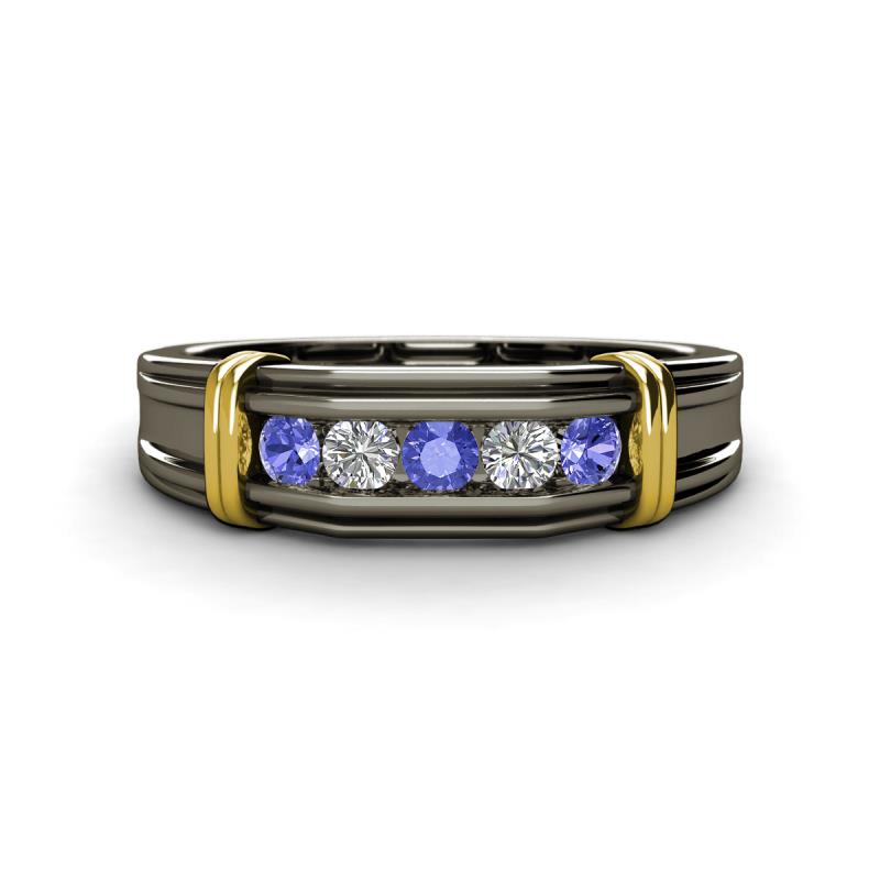 Kevin 0.47 ctw Tanzanite and Natural Diamond Men Wedding Band (7.80 mm) 