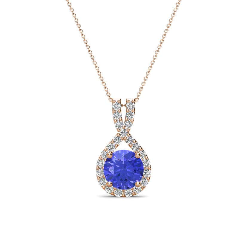 Keily 6.00 mm Round Tanzanite and Diamond Halo Pendant 