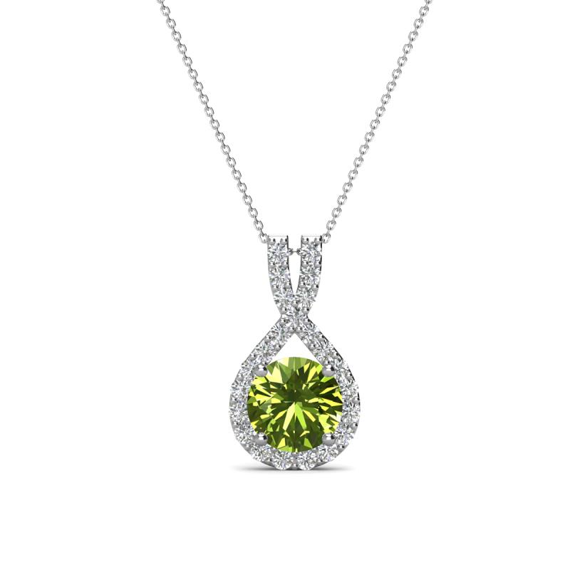 Keily 6.00 mm Round Peridot and Diamond Halo Pendant 