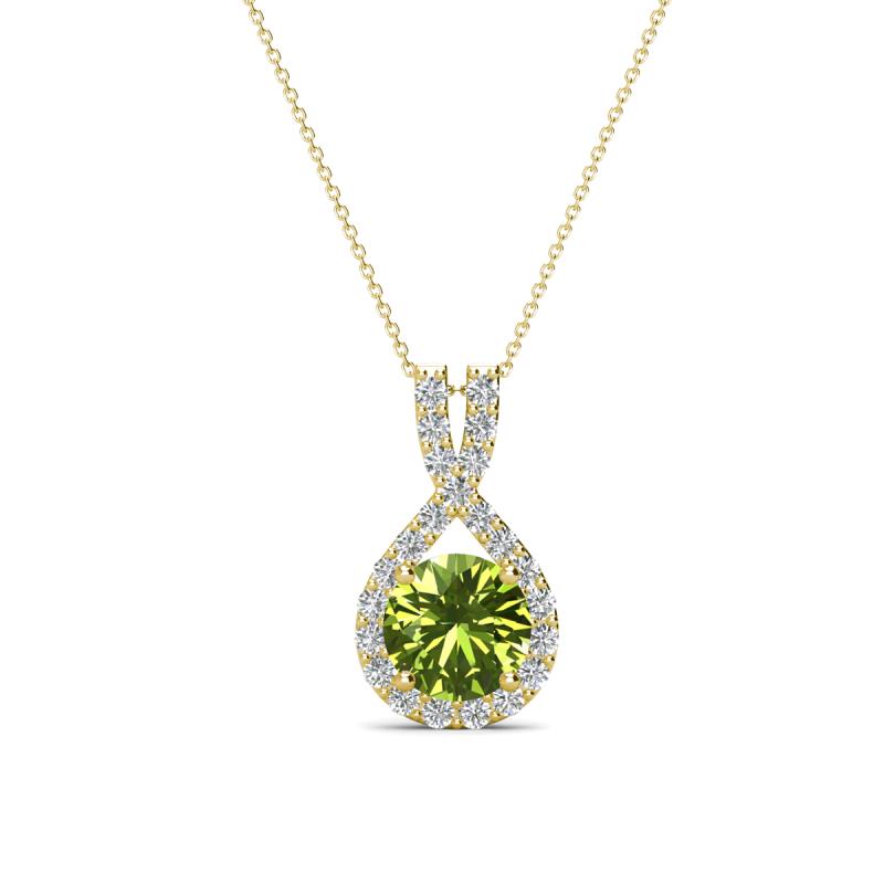 Keily 6.00 mm Round Peridot and Diamond Halo Pendant 