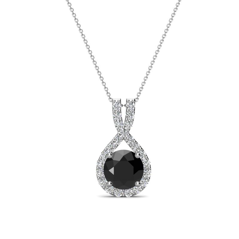 Keily 6.00 mm Round Black and White Diamond Halo Pendant 