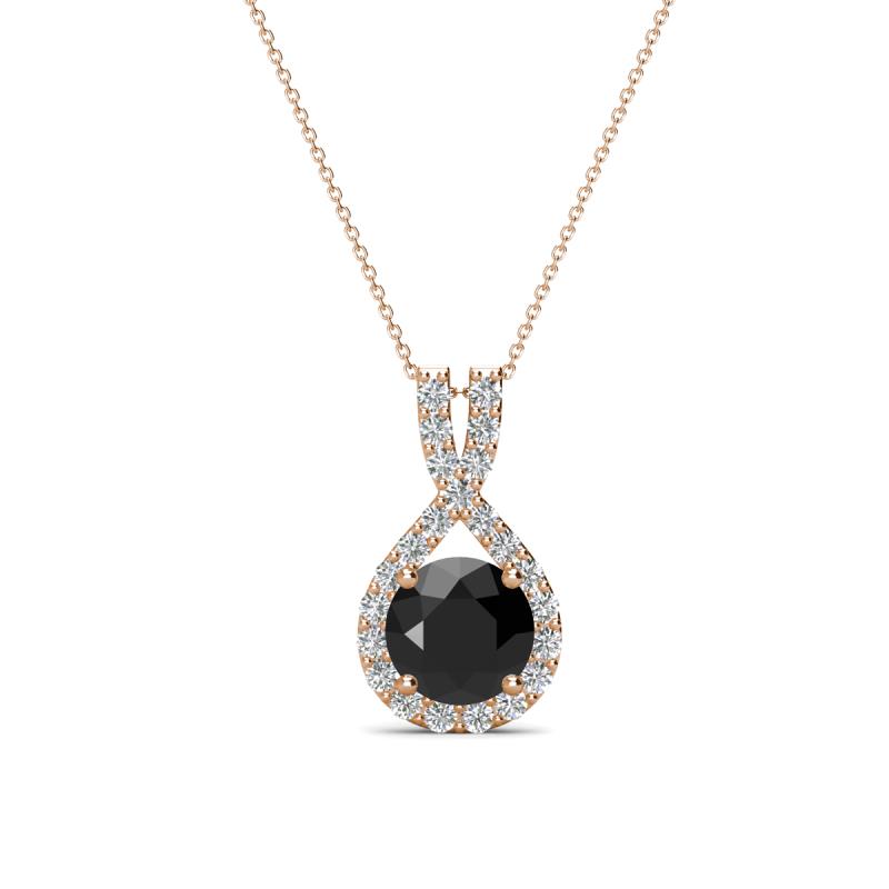 Keily 6.00 mm Round Black and White Diamond Halo Pendant 
