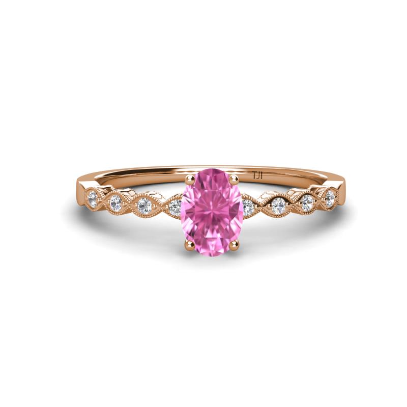 Amaira 7x5 mm Oval Cut Pink Sapphire and Round Diamond Engagement Ring  