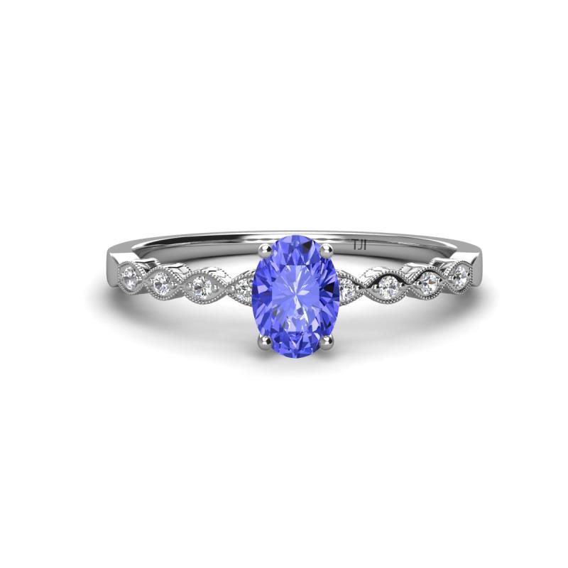 Amaira 7x5 mm Oval Cut Tanzanite and Round Diamond Engagement Ring  