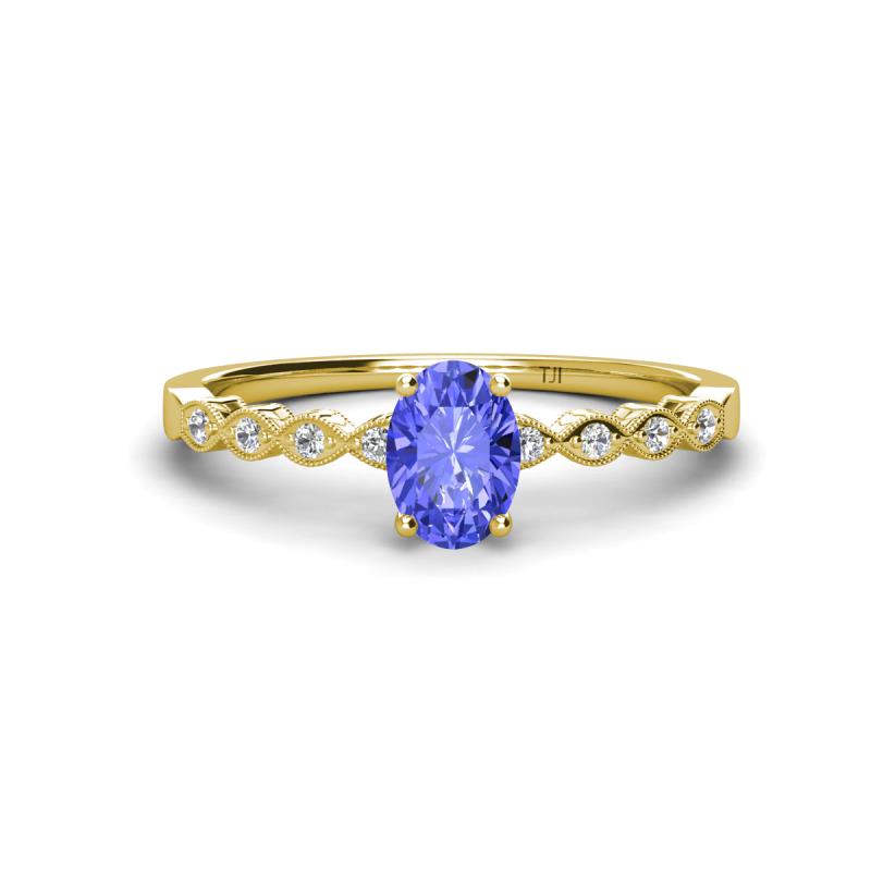 Amaira 7x5 mm Oval Cut Tanzanite and Round Diamond Engagement Ring  