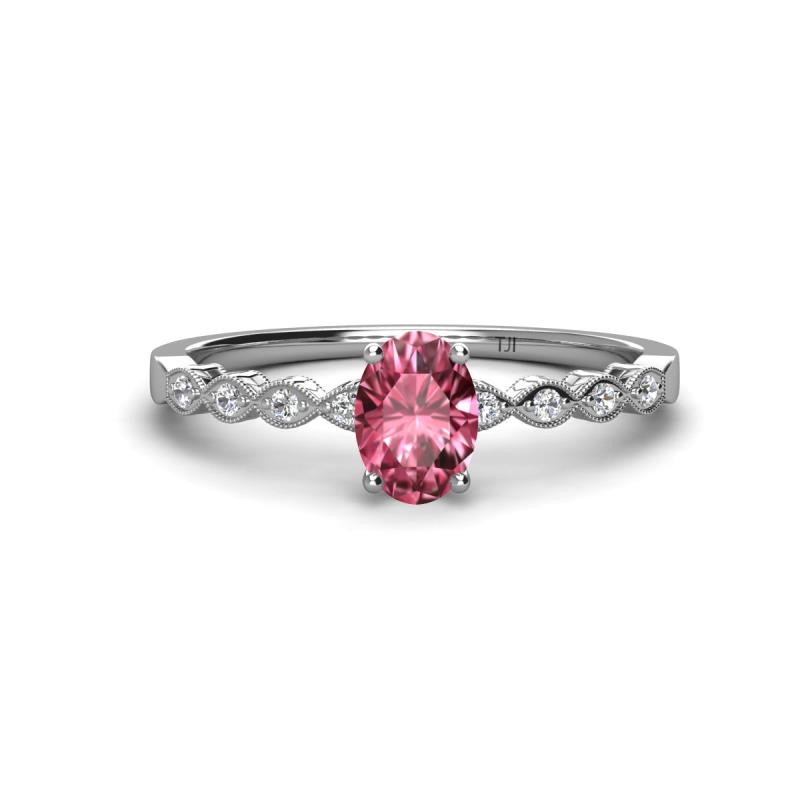 Amaira 7x5 mm Oval Cut Pink Tourmaline and Round Diamond Engagement Ring  