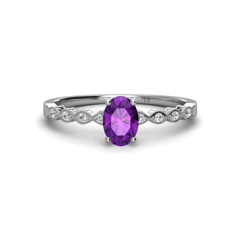 Amaira 7x5 mm Oval Cut Amethyst and Round Diamond Engagement Ring  
