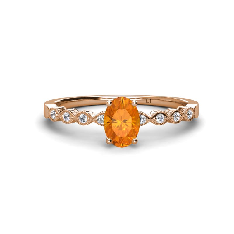 Amaira 7x5 mm Oval Cut Citrine and Round Diamond Engagement Ring  