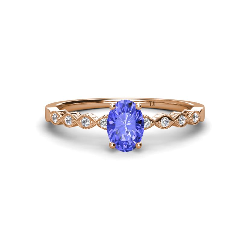 Amaira 7x5 mm Oval Cut Tanzanite and Round Diamond Engagement Ring  