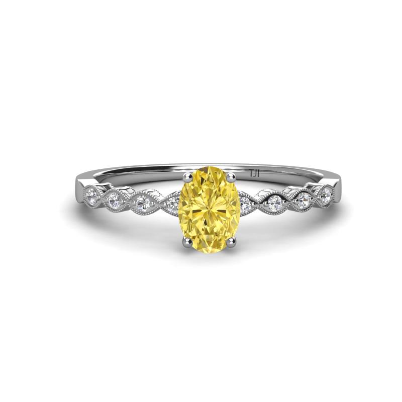 Amaira 7x5 mm Oval Cut Yellow Sapphire and Round Diamond Engagement Ring  