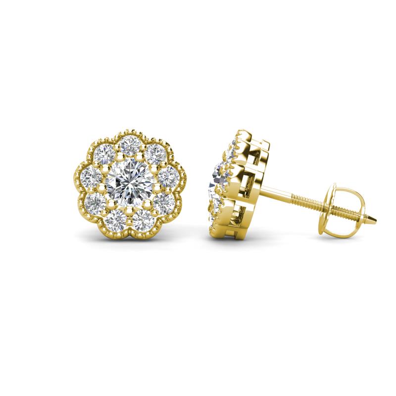 Floret 4.00 mm Round Lab Grown Diamond Milgrain Halo Stud Earrings 