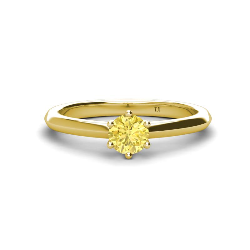 Maxine 5.00 mm Round Lab Created Yellow Sapphire Solitaire Engagement Ring 