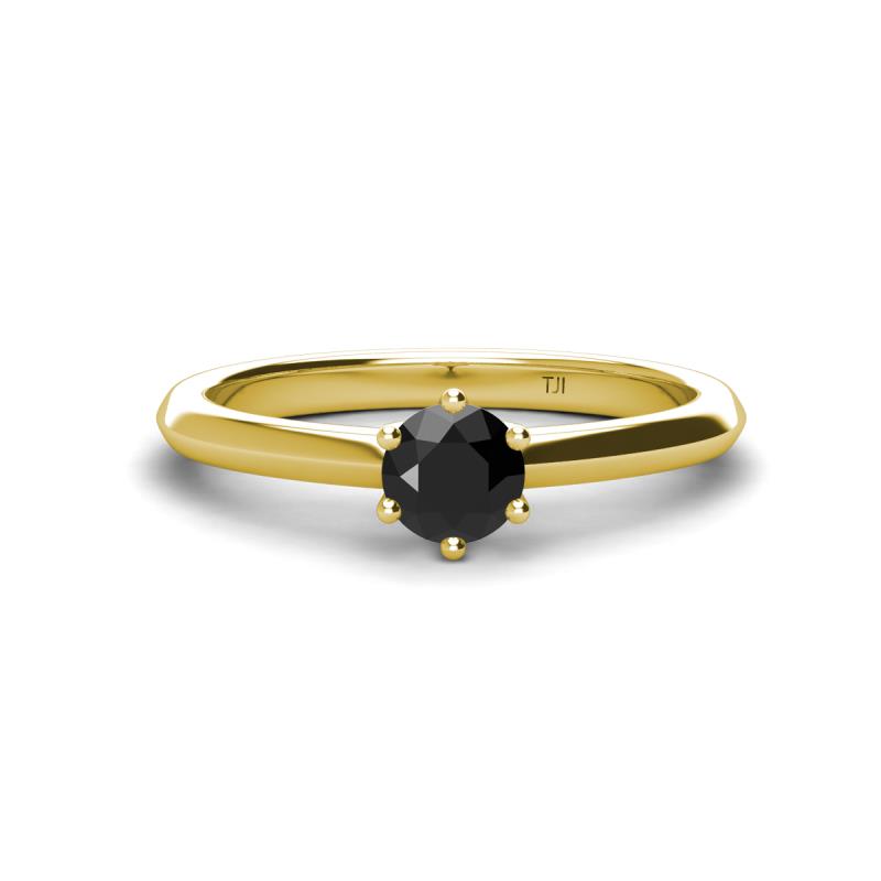 Maxine 5.00 mm Round Black Diamond Solitaire Engagement Ring 