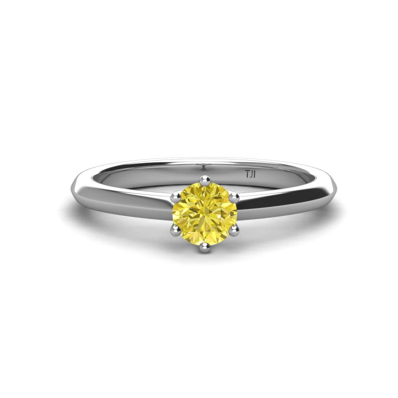 Maxine 5.00 mm Round Yellow Diamond Solitaire Engagement Ring 