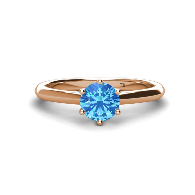 Maxine 6.50 mm Round Blue Topaz Solitaire Engagement Ring 