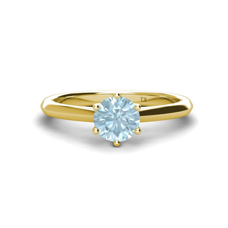 Maxine 6.50 mm Round Aquamarine Solitaire Engagement Ring 