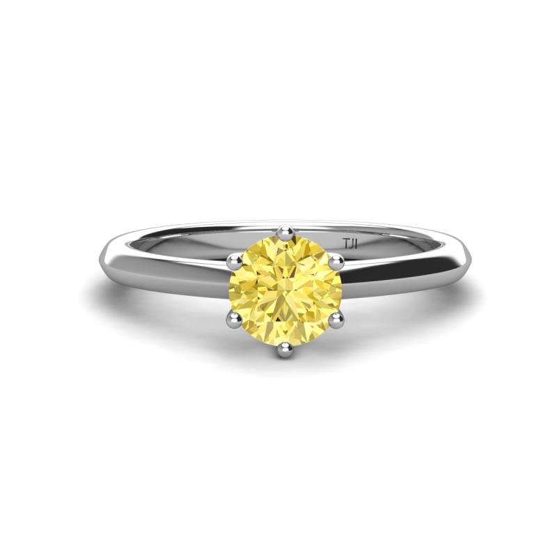 Maxine 6.00 mm Round Lab Created Yellow Sapphire Solitaire Engagement Ring 