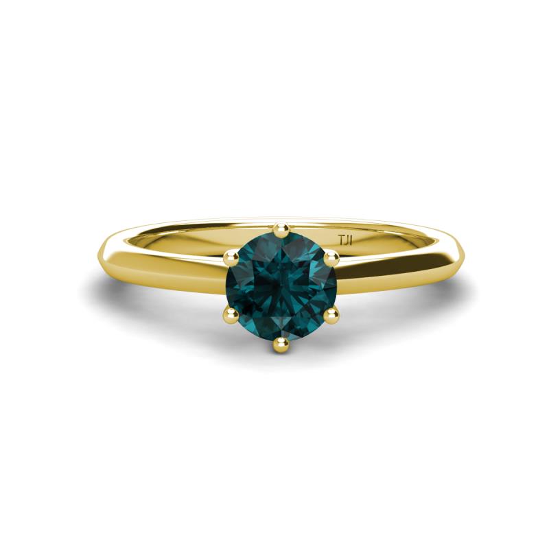 Maxine 6.50 mm Round London Blue Topaz Solitaire Engagement Ring 