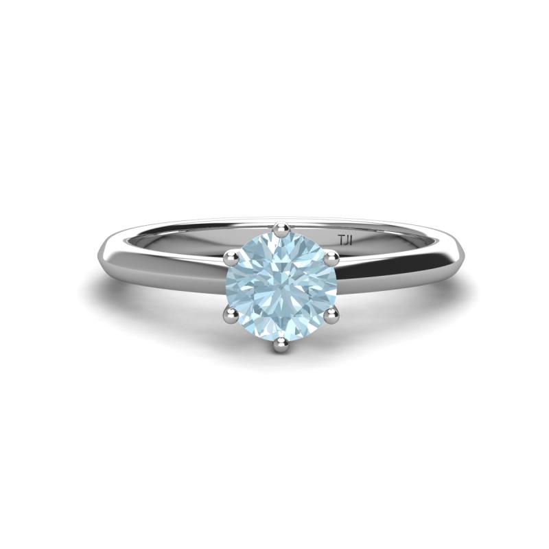 Maxine 6.50 mm Round Aquamarine Solitaire Engagement Ring 