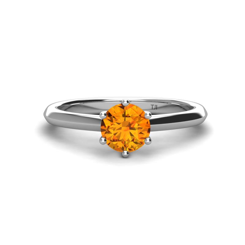 Maxine 6.50 mm Round Citrine Solitaire Engagement Ring 
