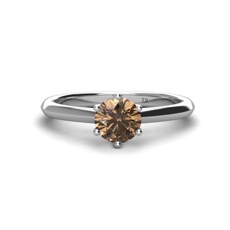 Maxine 6.50 mm Round Smoky Quartz Solitaire Engagement Ring 