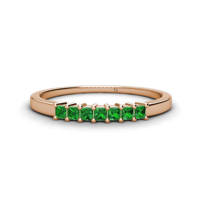 Erica 2.00 mm Princess Cut Green Garnet 7 Stone Wedding Band 