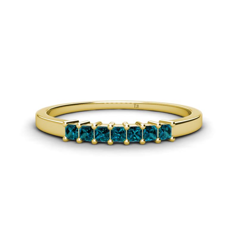 Erica 2.00 mm Princess Cut Blue Diamond 7 Stone Wedding Band 