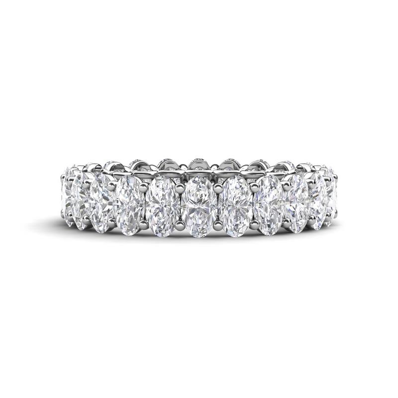 Amelia 5x3 mm Oval Shape White Sapphire Side Gallery Work Eternity Band 
