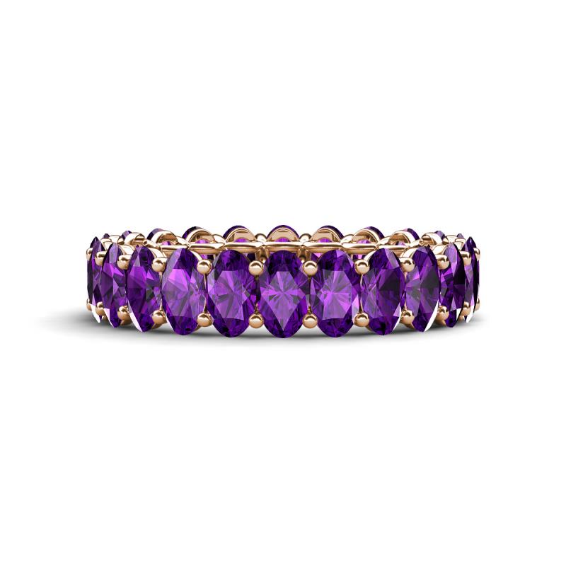 Amelia 5x3 mm Oval Shape Amethyst Side Gallery Work Eternity Band 