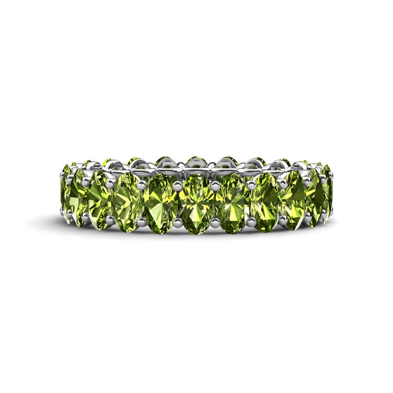 Amelia 5x3 mm Oval Shape Peridot Side Gallery Work Eternity Band 