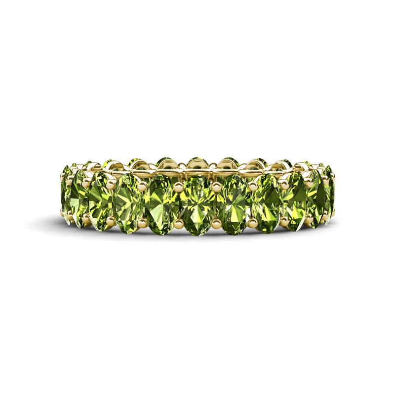 Amelia 5x3 mm Oval Shape Peridot Side Gallery Work Eternity Band 