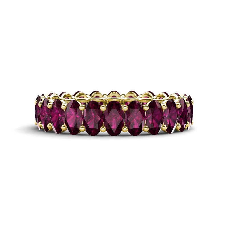 Amelia 5x3 mm Oval Shape Rhodolite Garnet Side Gallery Work Eternity Band 