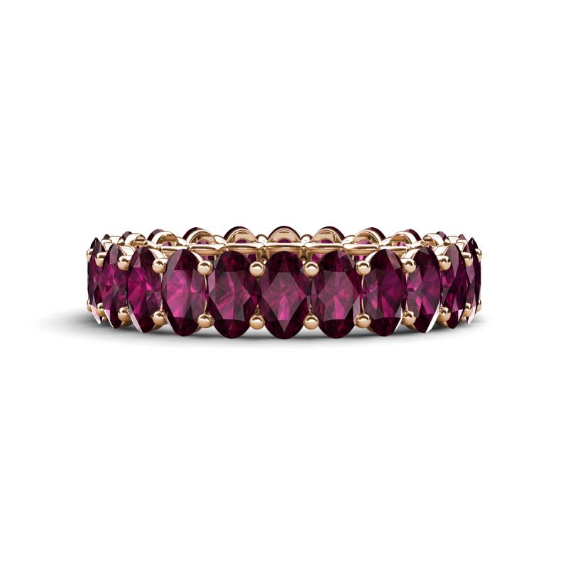 Amelia 5x3 mm Oval Shape Rhodolite Garnet Side Gallery Work Eternity Band 
