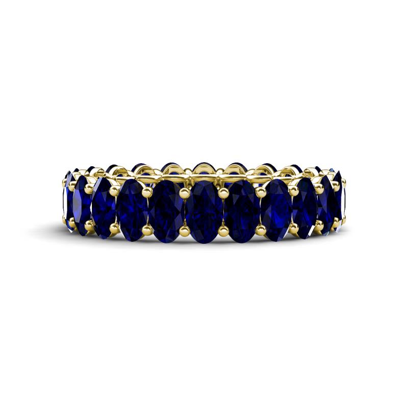 Amelia 5x3 mm Oval Shape Blue Sapphire Side Gallery Work Eternity Band 