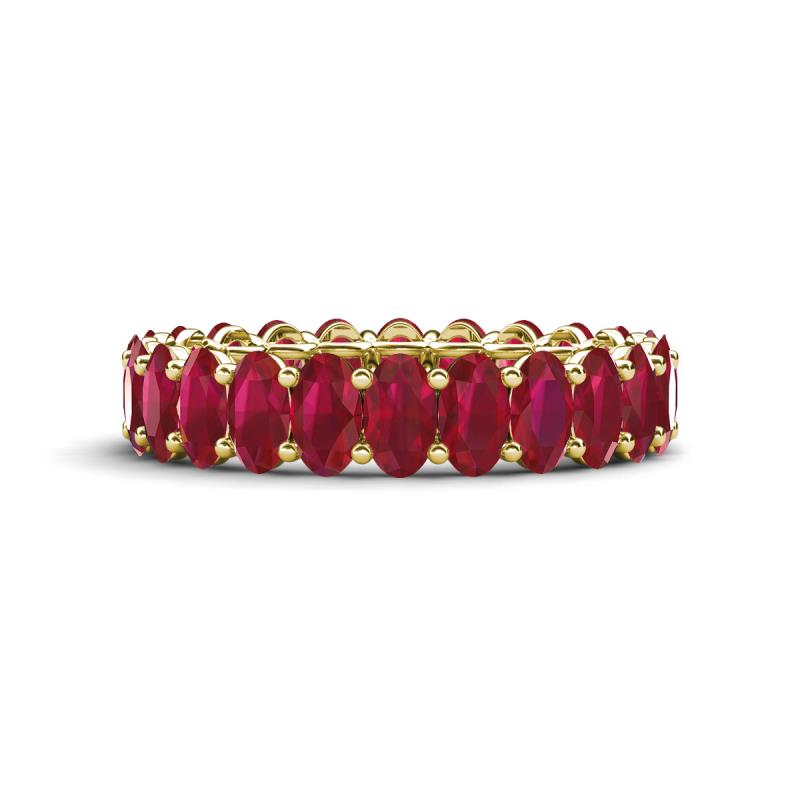 Amelia 5x3 mm Oval Shape Ruby Side Gallery Work Eternity Band 