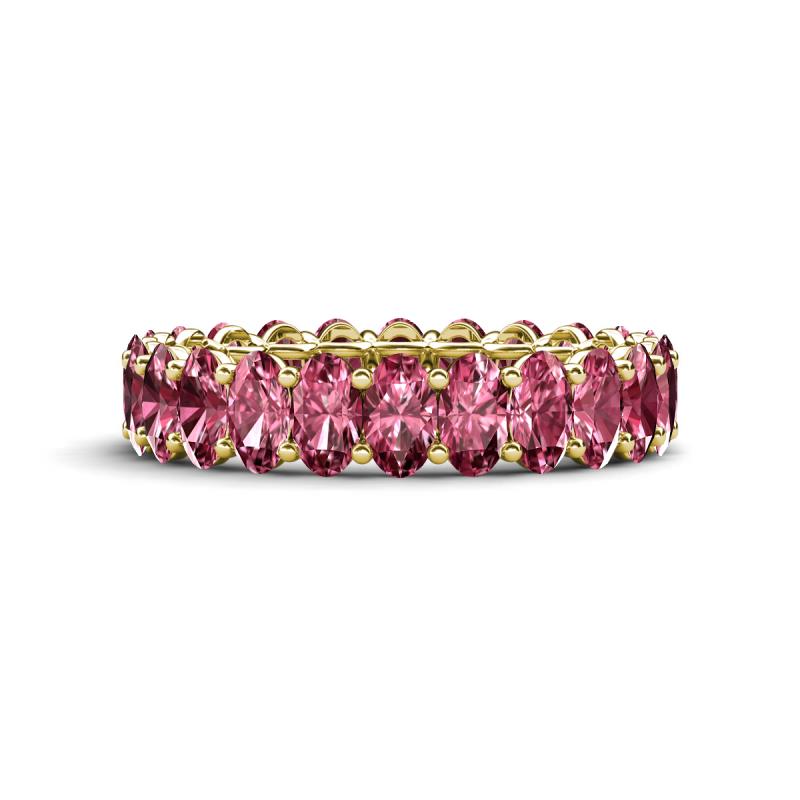 Amelia 5x3 mm Oval Shape Pink Tourmaline Side Gallery Work Eternity Band 