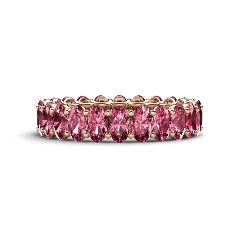 Amelia 5x3 mm Oval Shape Pink Tourmaline Side Gallery Work Eternity Band 