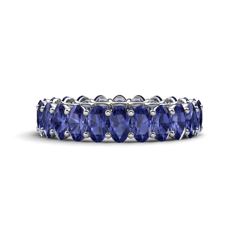 Amelia 5x3 mm Oval Shape Iolite Side Gallery Work Eternity Band 
