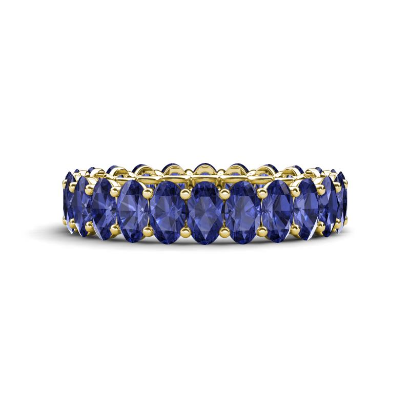 Amelia 5x3 mm Oval Shape Iolite Side Gallery Work Eternity Band 