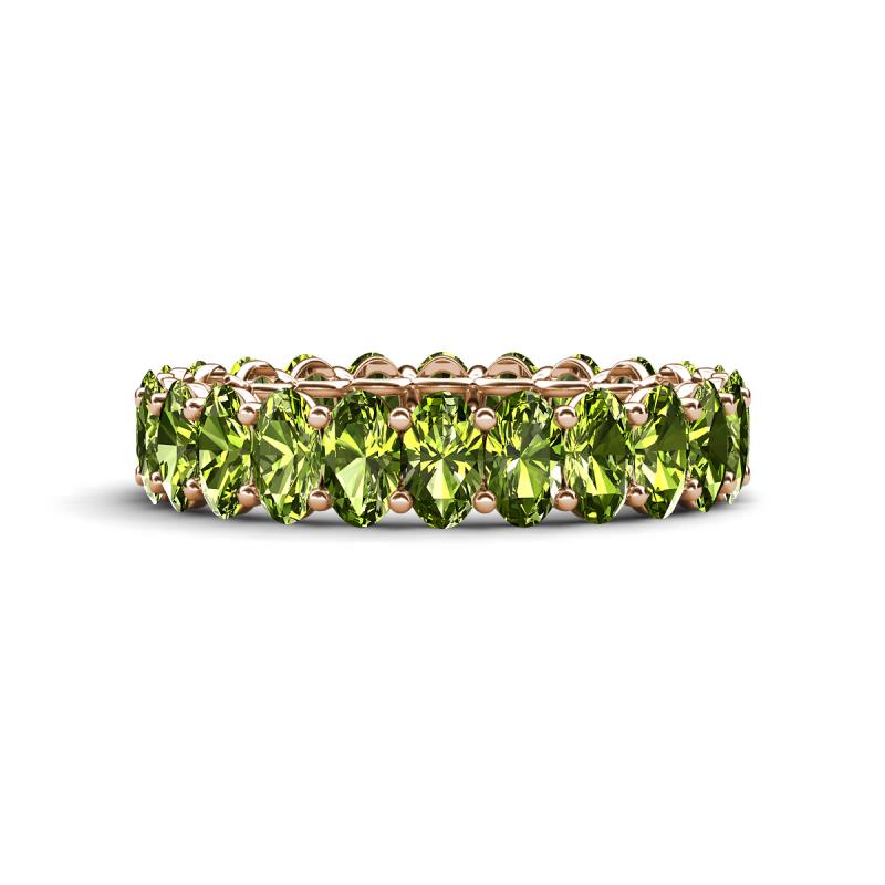Amelia 5x3 mm Oval Shape Peridot Side Gallery Work Eternity Band 