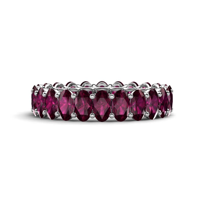 Amelia 5x3 mm Oval Shape Rhodolite Garnet Side Gallery Work Eternity Band 