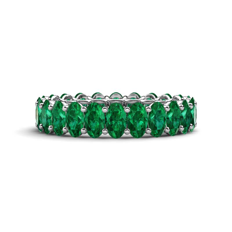 Amelia 5x3 mm Oval Shape Emerald Side Gallery Work Eternity Band 