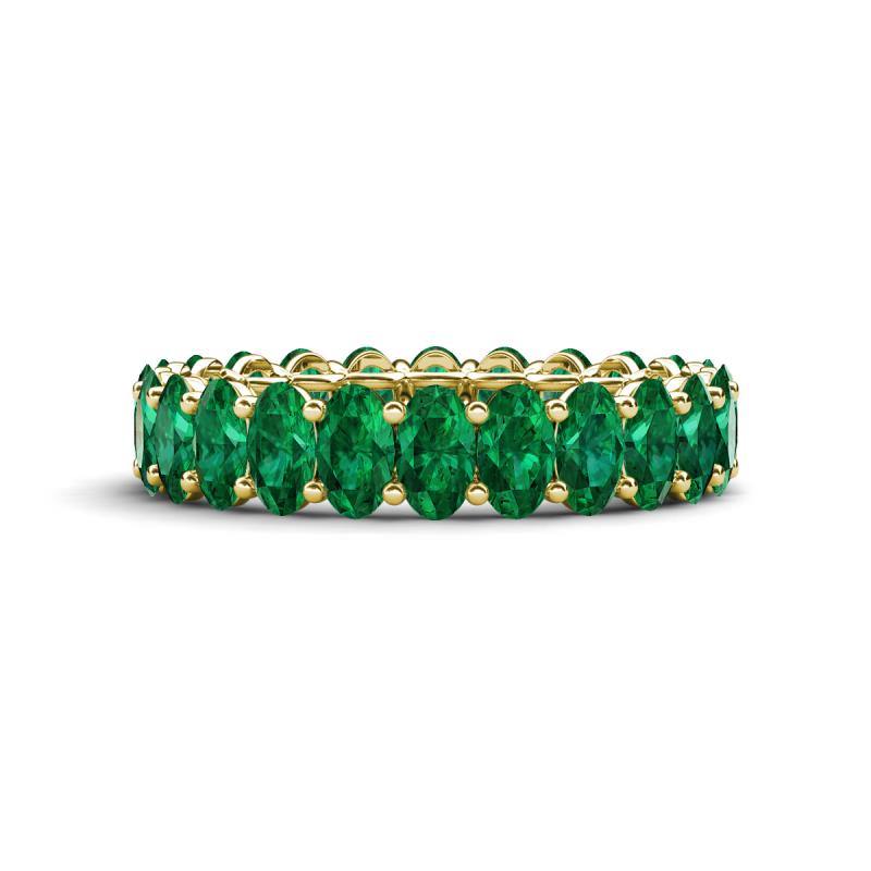 Amelia 5x3 mm Oval Shape Emerald Side Gallery Work Eternity Band 