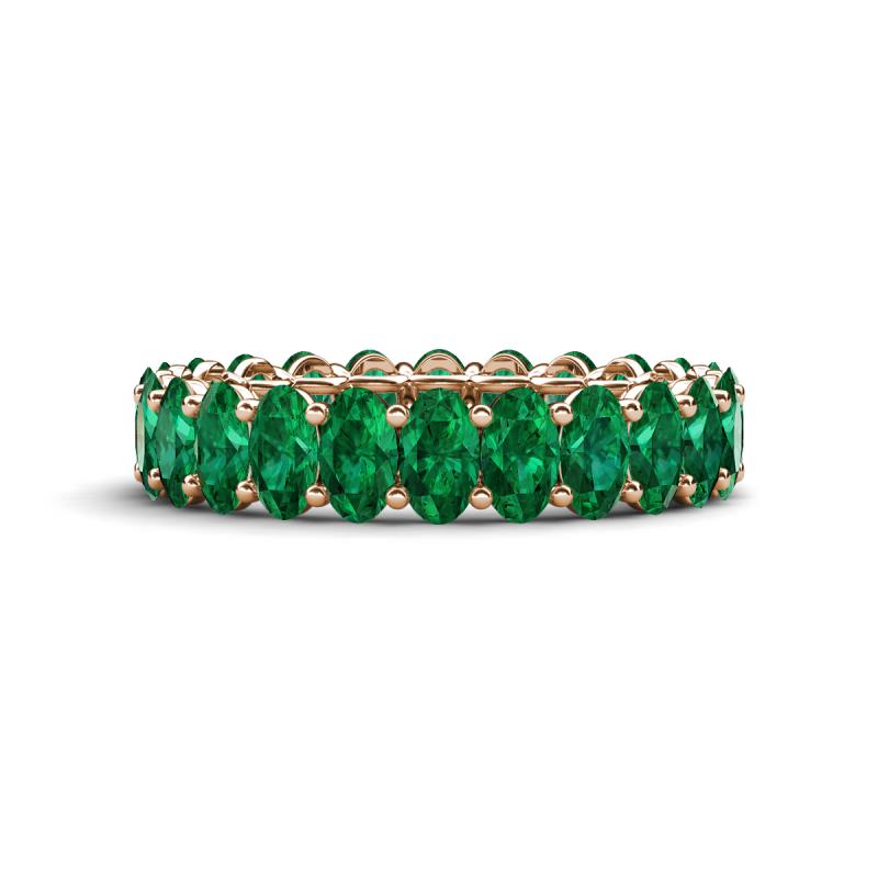 Amelia 5x3 mm Oval Shape Emerald Side Gallery Work Eternity Band 