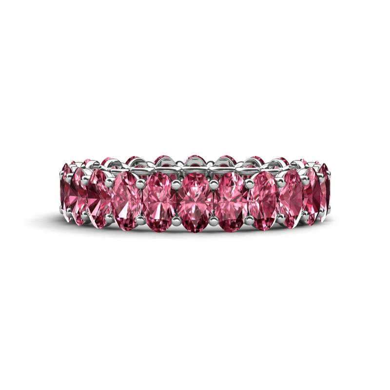 Amelia 5x3 mm Oval Shape Pink Tourmaline Side Gallery Work Eternity Band 