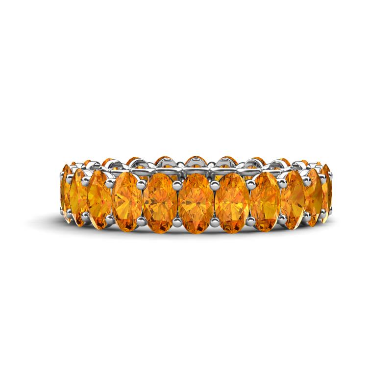 Amelia 5x3 mm Oval Shape Citrine Side Gallery Work Eternity Band 
