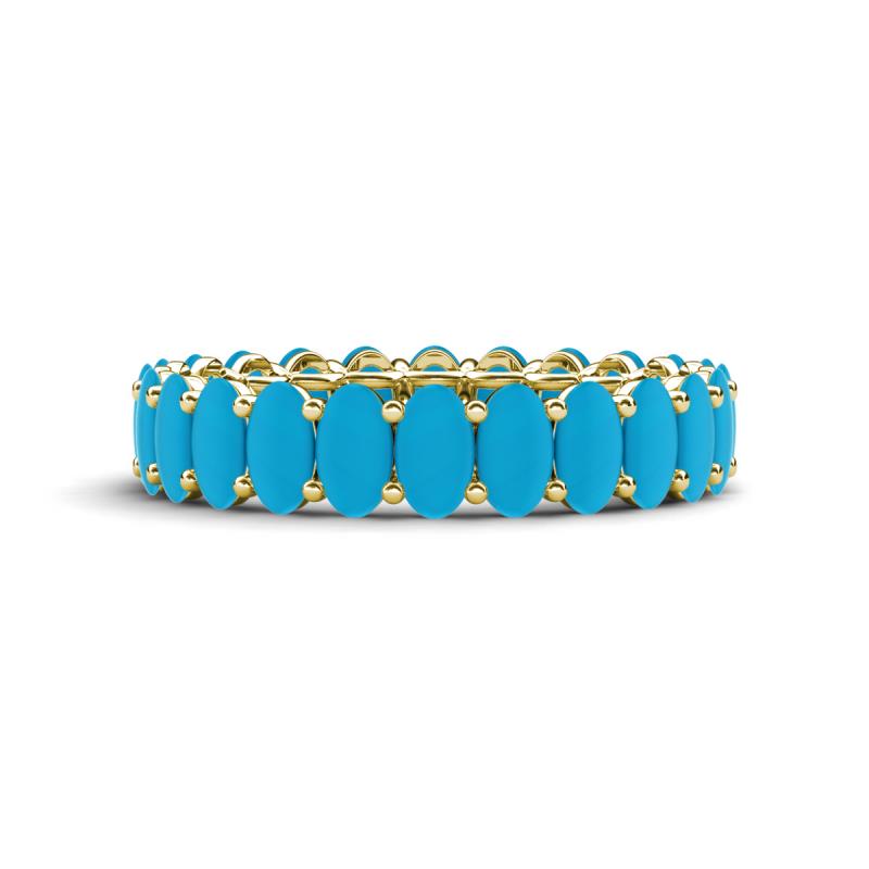 Amelia 5x3 mm Oval Shape Turquoise Side Gallery Work Eternity Band 