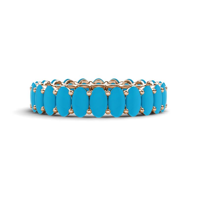 Amelia 5x3 mm Oval Shape Turquoise Side Gallery Work Eternity Band 