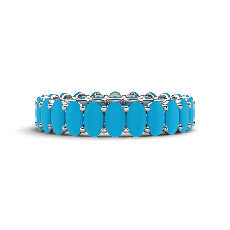 Amelia 5x3 mm Oval Shape Turquoise Side Gallery Work Eternity Band 